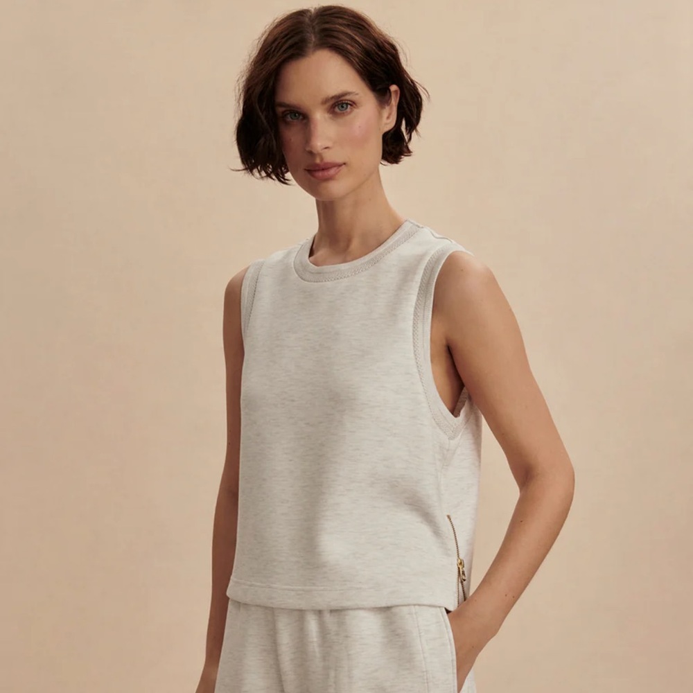 Varley Shea Crop Tank in Ivory Marl size Medium